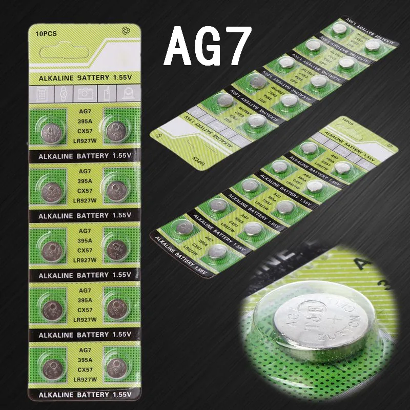 

10PCS AG7 Alkaline Battery 1.55V Button Coin Cell Watch Batteries LR927 LR57 SR927W 399 GR927 395A Home electric Toy Decoration