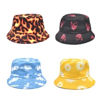 unisex cotton reversible bucket hat fashion cloud dragon print hats for womensummer sunscreen panama hat bob