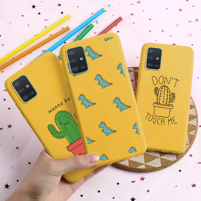 

Silicone Cases For Samsung Galaxy A71 Case Soft Matte Candy On Samsung A70 A7 2018 A750 A 71 4G Cartoon Cute Banana Back Cover