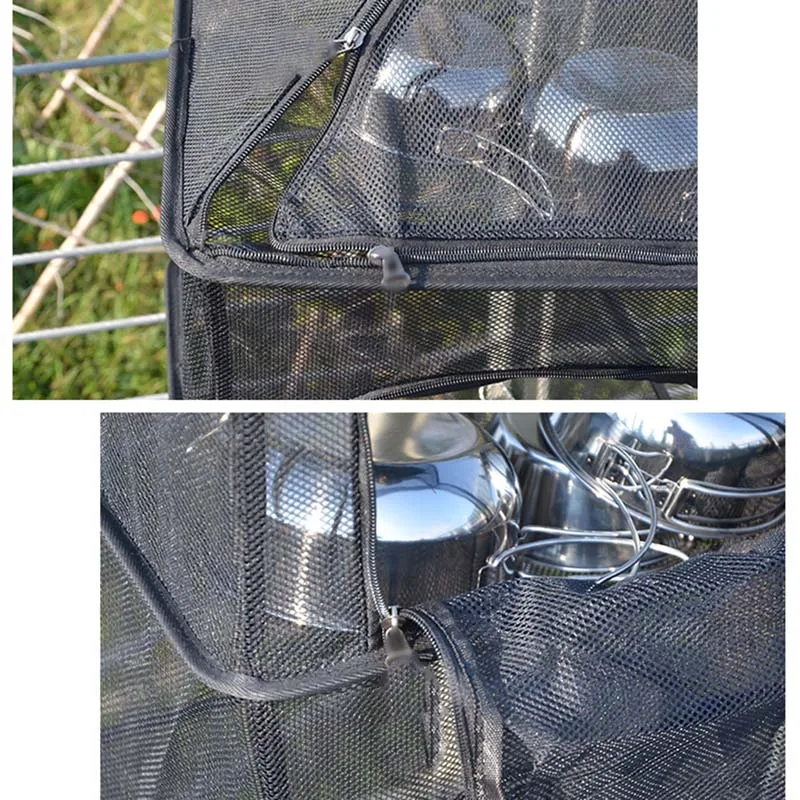 Camping Dry Net 4 Layer Folding Hanging Mesh Dish Dryer Rack Shelf Food Storage Basket for BBQ Tableware Vegetables Fis | Спорт и