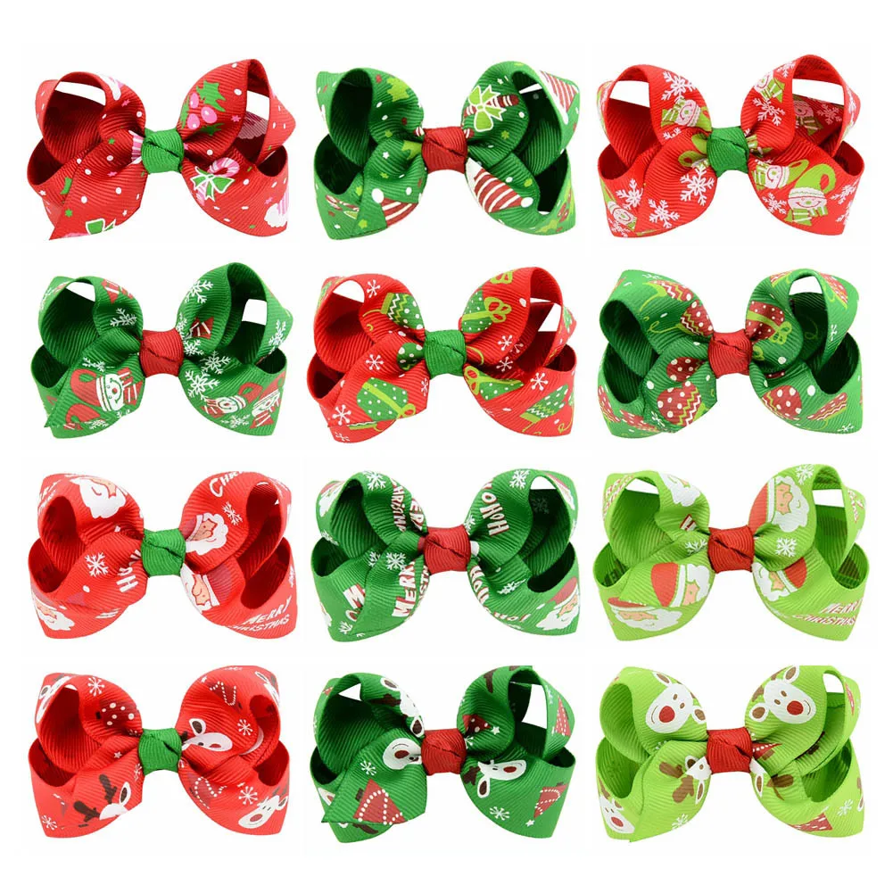 

12Pcs Inch 40 Colorful Kids Girls Big Solid Ribbon Hair Bow Clips With Large Hairpins Boutique Hairclips Hair Accessories