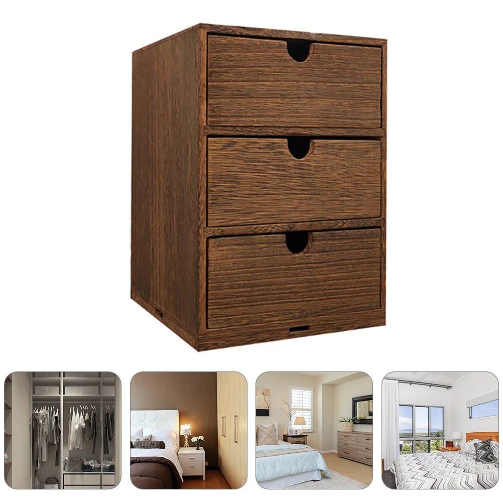 

Трехслойный деревянный ящик для хранения, настольный вытяжной органайзер для хранения (коричневый)