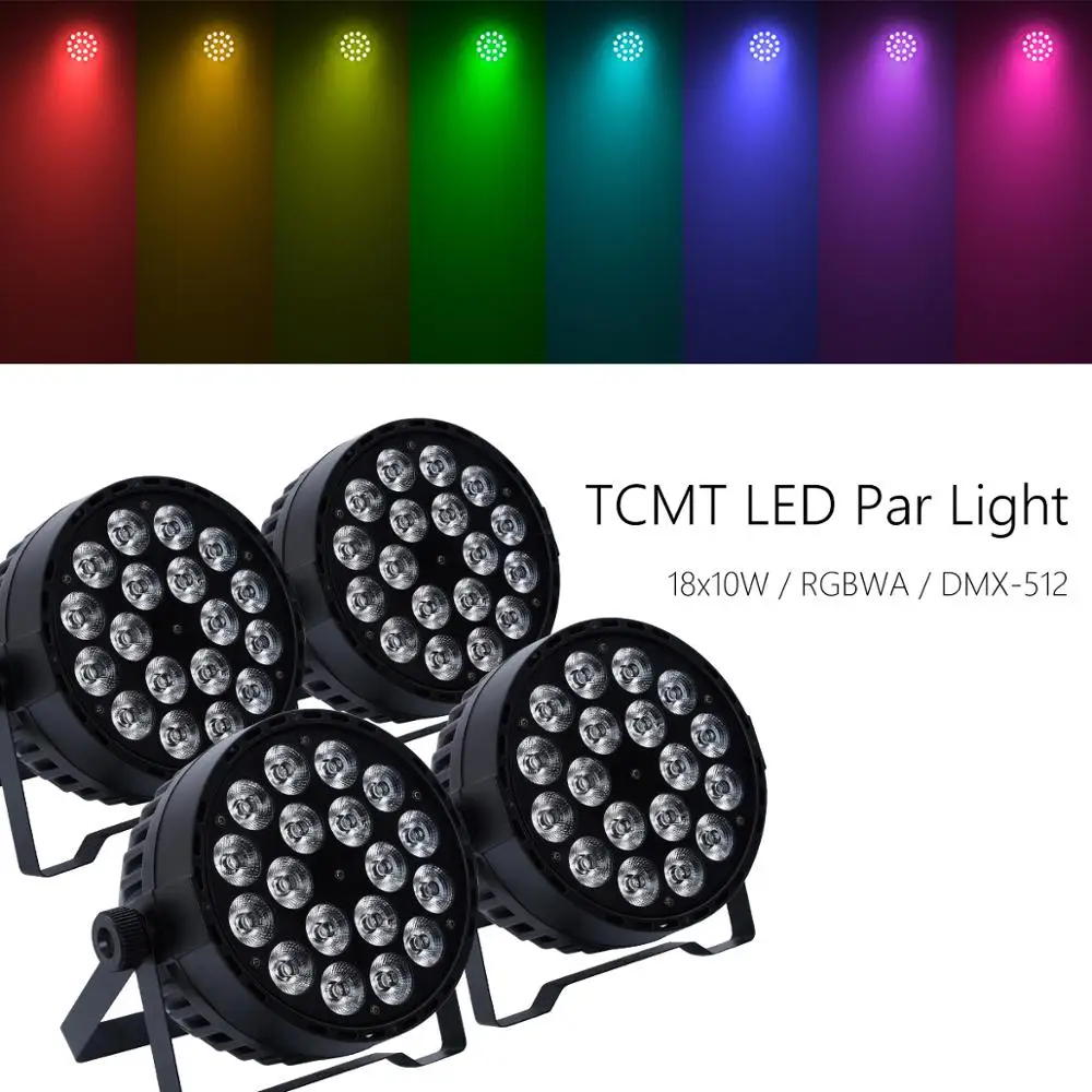 

4 шт. 18x10 Вт светодиодный устройство поэтапной мойки RGBWA 5in1 шоу параболический алюминизированный отражатель DMX512 концерт Вечерние