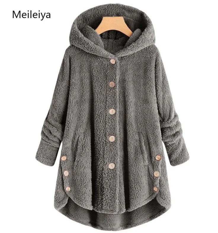 Новинка Женское пальто на пуговицах пушистый отложной воротник верхняя одежда