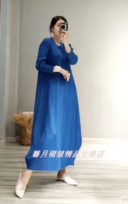 Горячая Распродажа! Модные Miyake раза Однотонное платье три четверти с оборками