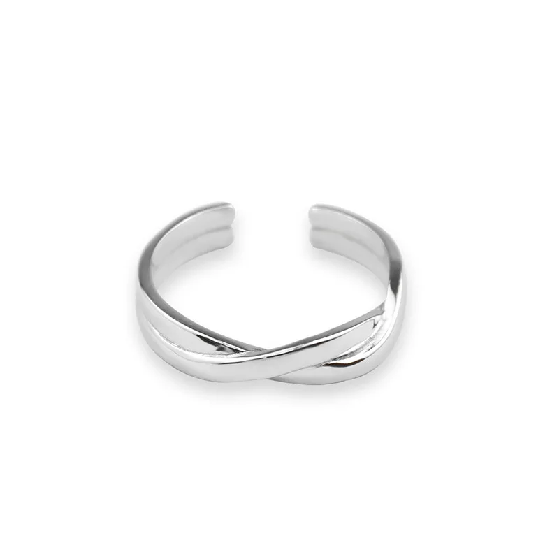 

MrZMsZ Simple Luxury Intersect Rings For Women Open Ring Adjustable 2021 Trendy Jewelry Fashion Birthday Gift lovers Accessories