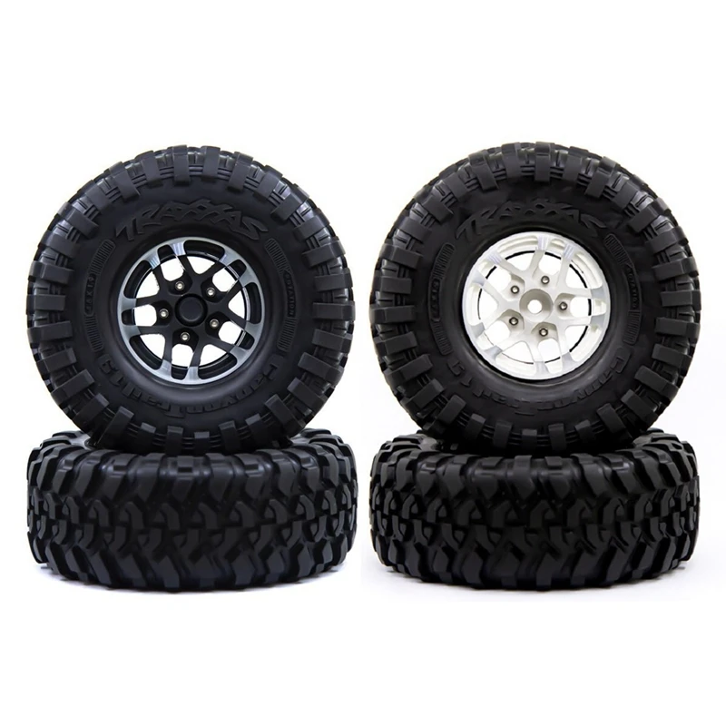 

4Pcs 1.9 Beadlock Wheel Rim Rubber Tire Set for 1/10 RC Crawler Traxxas TRX4 TRX6 Axial SCX10 90046 AXI03007 D90