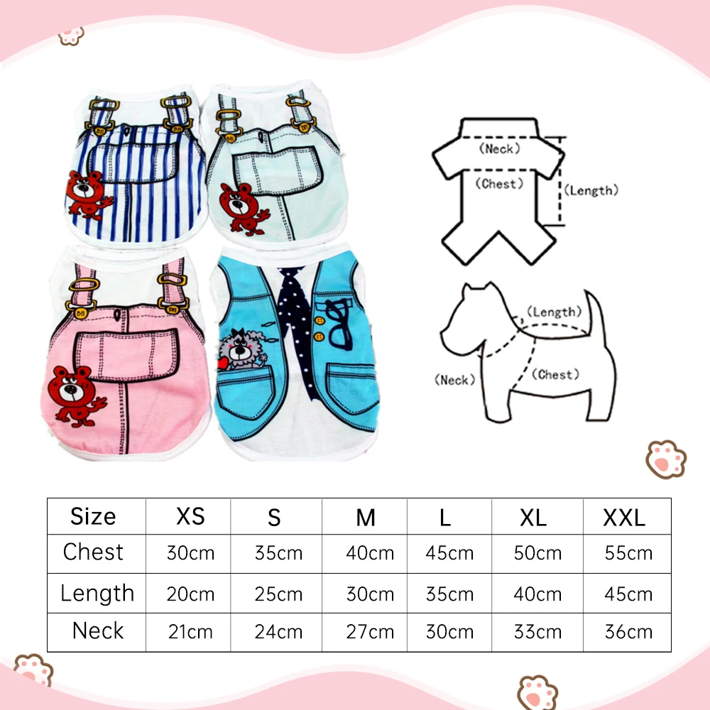 

Soft Puppy T-shirt Dog Clothes Cute Pet Dog Clothes Cartoon Clothes Summer T-shirt Casual Vests For Small Pet Suppl