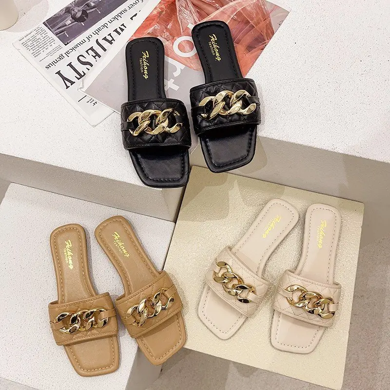 

Low Shoes Womens Slippers Outdoor Slides Platform Shale Female Beach Fashion Pantofle Soft Flat Sabot Luxury 2021 PU Basic