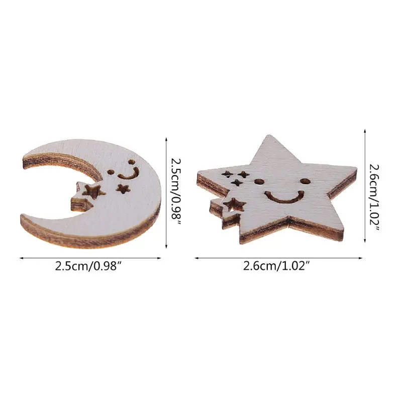 100 шт. ИД украшения из натуральных перьев Carft деревянный лунный звезда