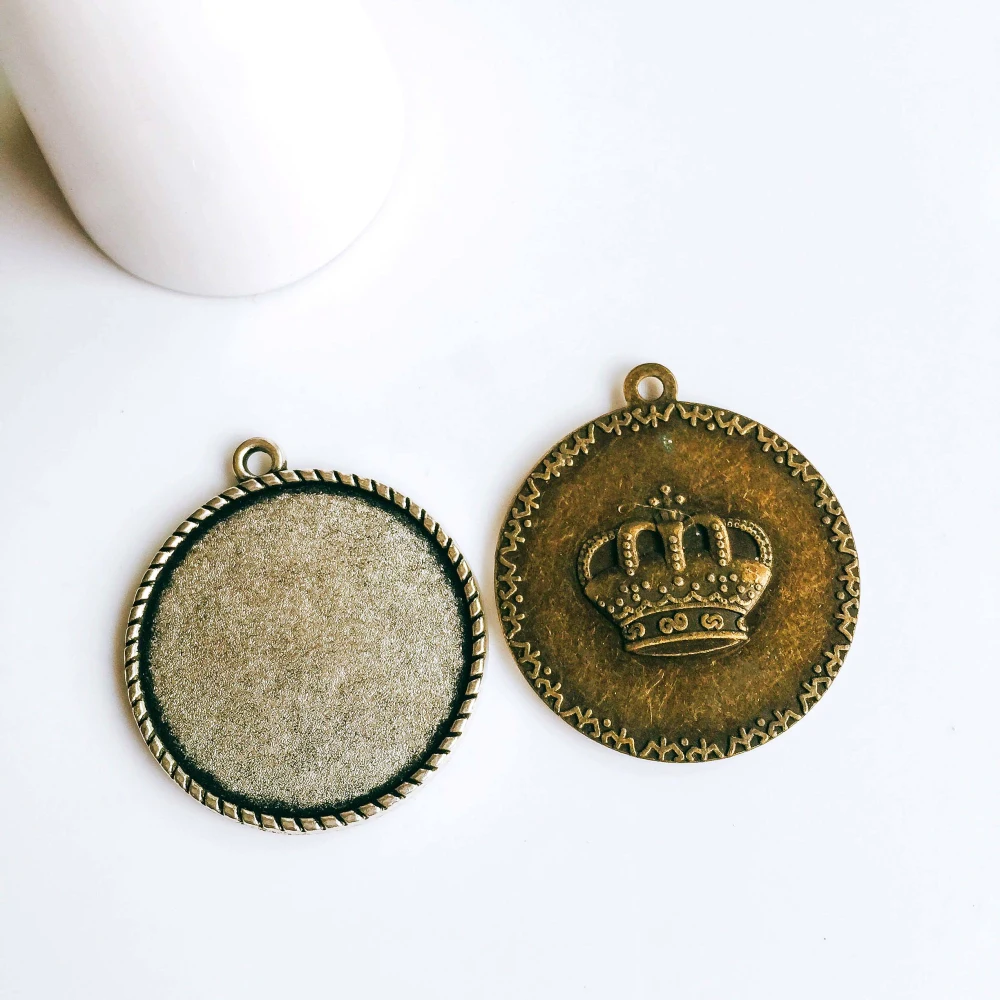 5 шт./лот 25 мм ожерелье с подвеской античный бронзовый серебристый цвет