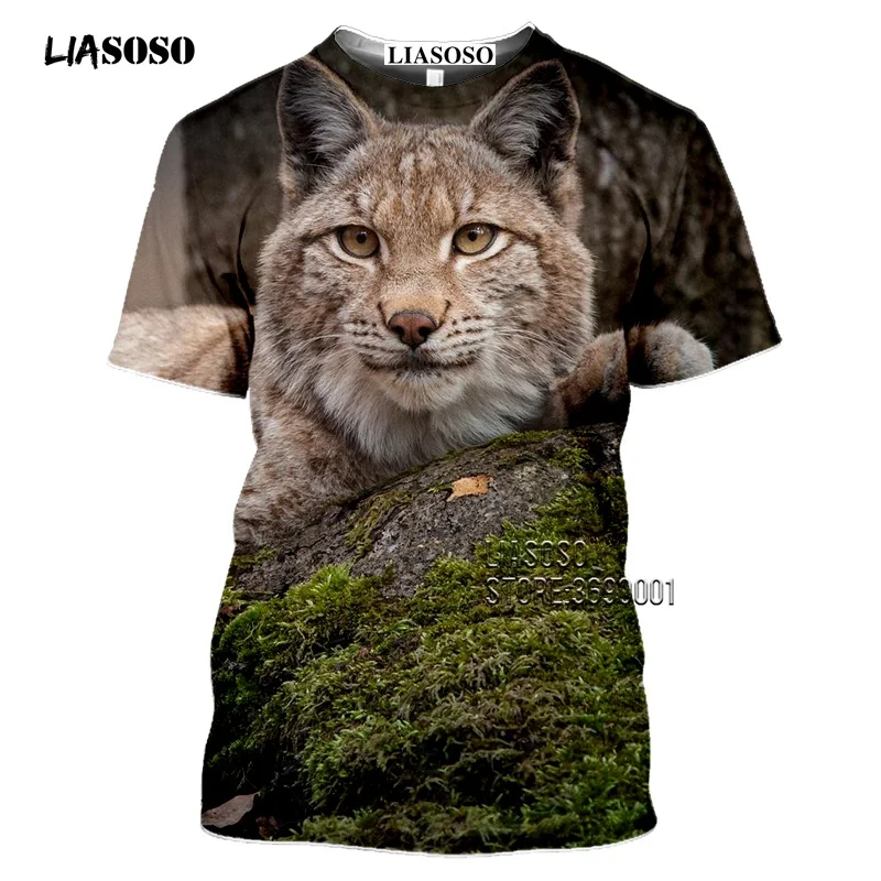 Футболка liaseo eurasia lynx с 3D-принтом кота дикой природы мужская женская футболка
