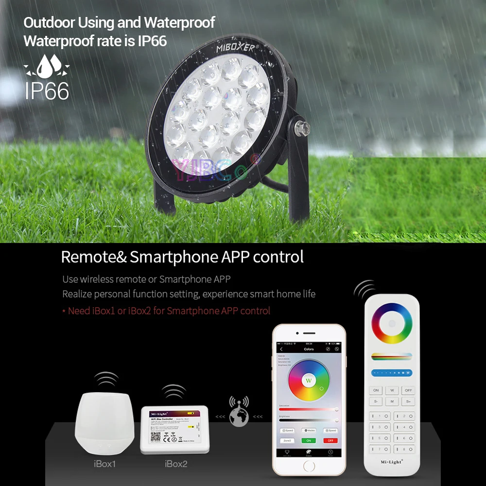 Miboxer 9W RGB + CCT умный светодиодный садовый светильник FUTC02 AC100 ~ 240V IP66