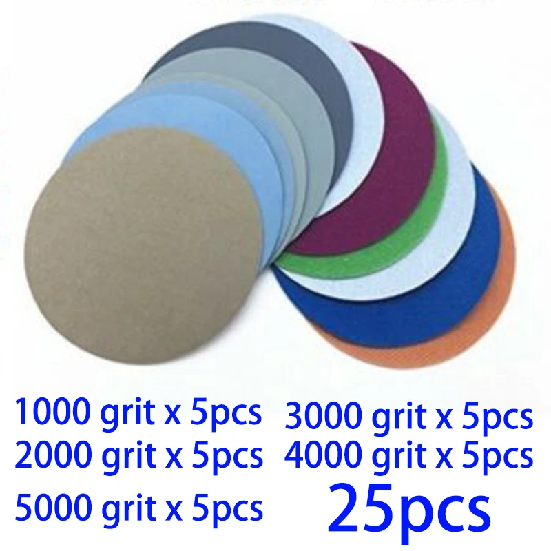 

Sandpapers 25pcs 3 Inch 75mm Sandpaper 1000 2000 3000 4000 5000 Grit Hook And Loop Sanding Grinder Discs Polish Sand Paper