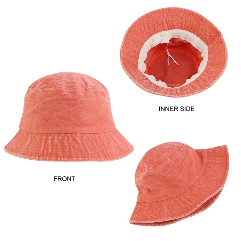 

Bucket Hat Ladies Travel Casual Fisherman Hat Washed Cotton Sun Protection Hat Sun Hat Sun Hat Men PM-43 Wholesale