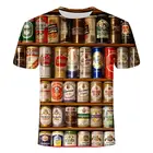 Новинка лета 2021, Мужская брендовая футболка с коротким рукавом и круглым вырезом, Юмористическая, модная 3D футболка с цифровой печатью пива, Топ