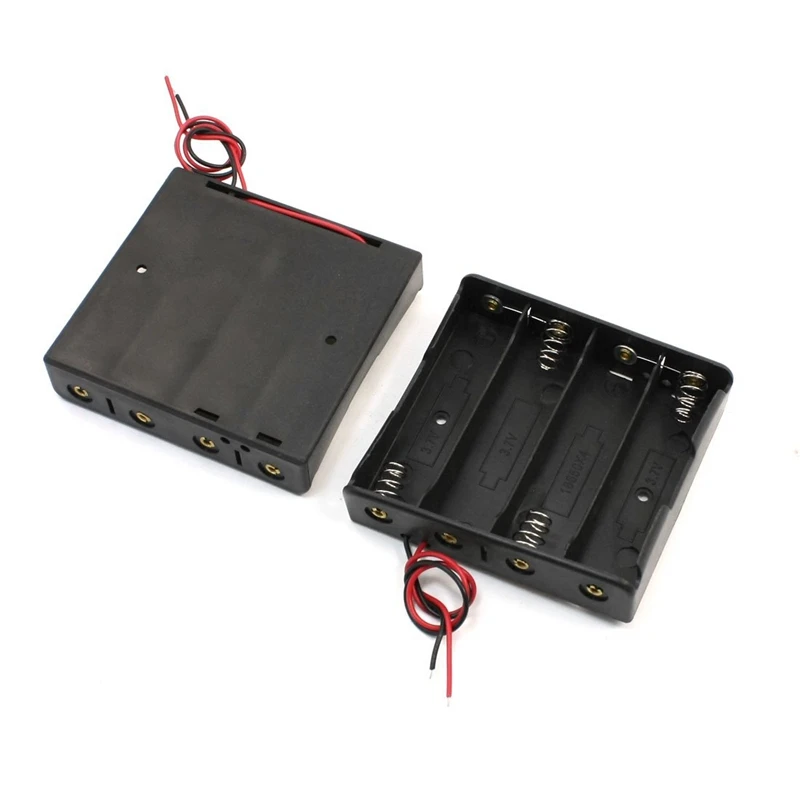 

2Pcs Plastic Storage Case 4X18650 3.7V Battery Holder W Wire Leads