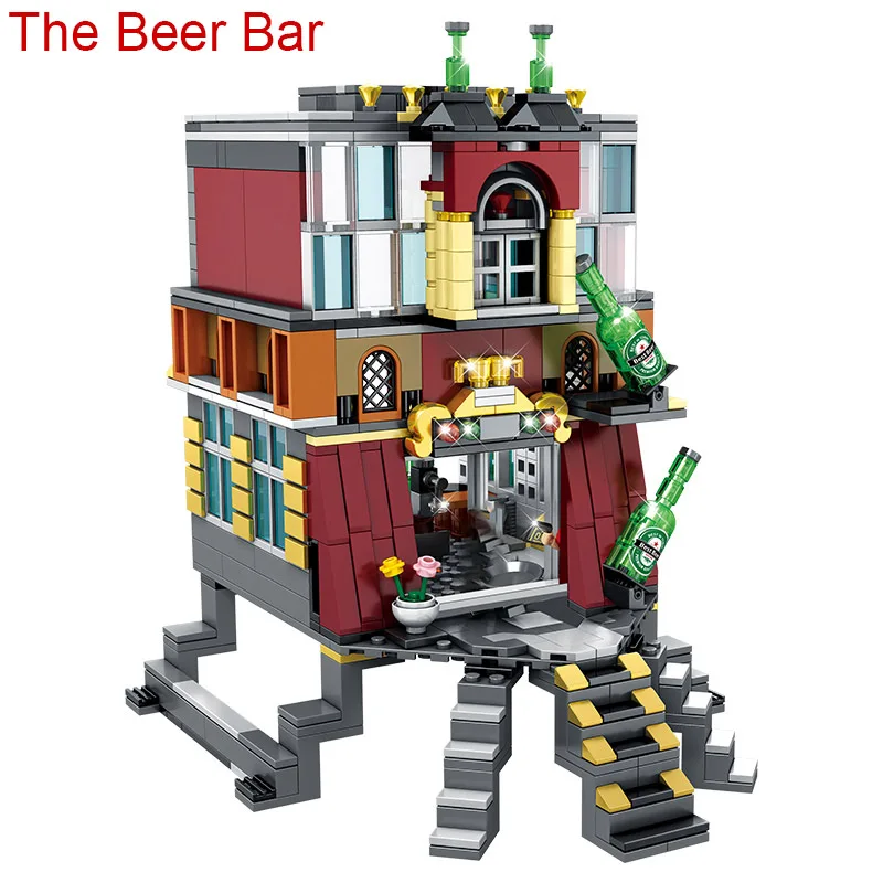 

SEMBO 2488pcs 5in1 USB Light Nightclub House Model Building Blocks City Street View Bricks Children Girls Diy Toys Kids Gifts