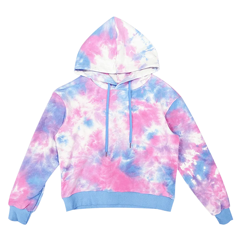 

Womens Casual Loose Stylish Tie Dye Print Drawstring Sweatshirts Gilrs BF Athleisure Long Sleeve Plus Size Hoodie Pullovers