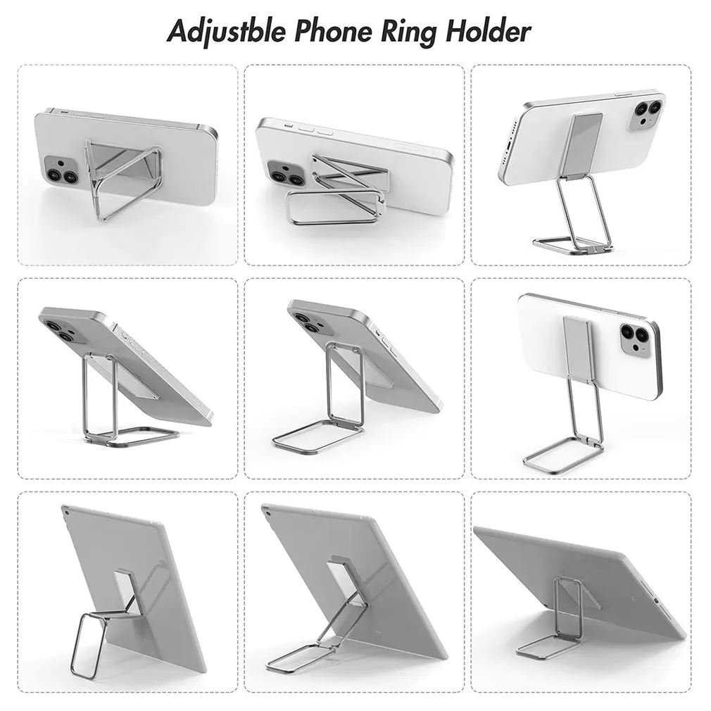 360 Rotation Foldable Mobile Phone Stand Back Ultra Thin Phone Ring Holder Multi Angle Portable For Desk Metal Finger Kickstand