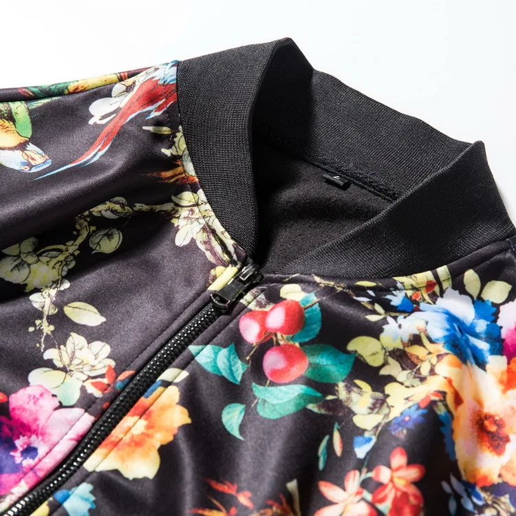 Куртка мужская демисезонная на молнии брендовая уличная одежда с цветочным