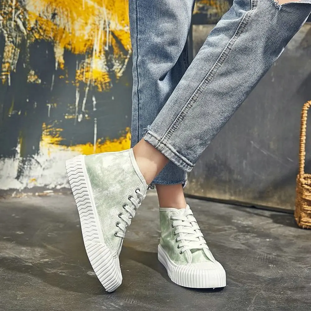

Womens New Fashion Gradient color Canvas Shoes Sport High Top Student Canvas Girl Hot Sale Flat Laced Vulcanized shoes B62-52 JY