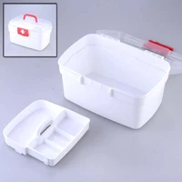 empty double layer health medicine box chest handle first aid kit storage organizer