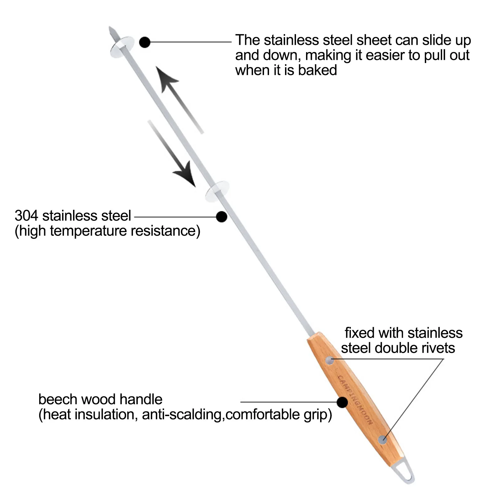 

Eight Stainless Steel Color Wooden Handle Flat Baking Fork Eight Baking Needles Eight Pieces Of Chips One Set Of Storage Bags