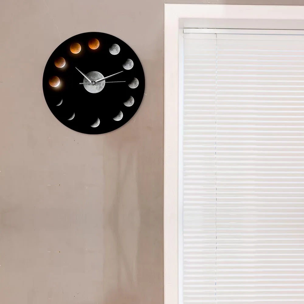 Серия настенных часов тихие украшения для дома полное затмение Луны фазы Супер