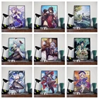 Настенная картина Genshin Impact с персонажами игры, картины с аниме девушкой, принты для спальни, гостиной, спальни, домашний декор, Холщовый плакат HD