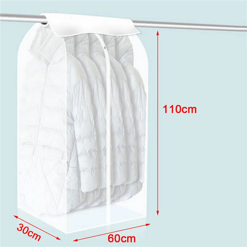 L SEAAN Dustproof Cloth Cover Hanging Organizer Storage Waterproof Suit Coat Dust Cover Protector Wardrobe Storage Bag for Clothes - Цвет: L