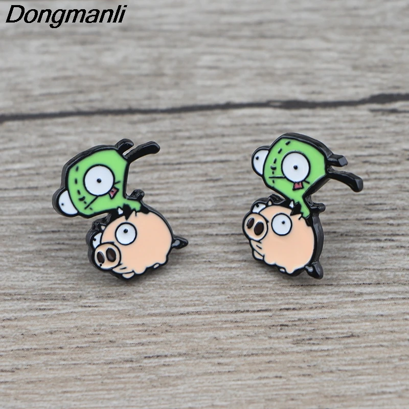 

K1097 Alien Cartoon Anime Ear Stud Earrings For Womens kids Enamel pierce Earrings Jewelry Gifts for Girls