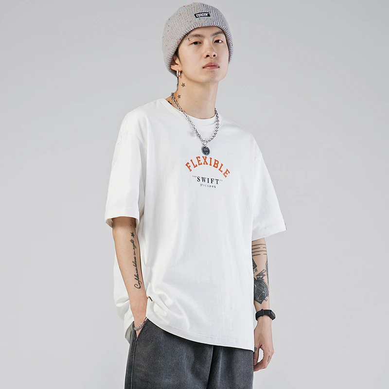 

2021 Men's Summer New Trend Letter Printed Cotton Casual High Stree HipHop Normcore Cool Fashion Short Sleeve T-Shirt