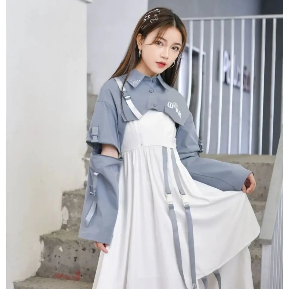 

2021 Graceful Slip Dress Two - Piece Skirt Chic Design Dress Mechanical Style Fashion