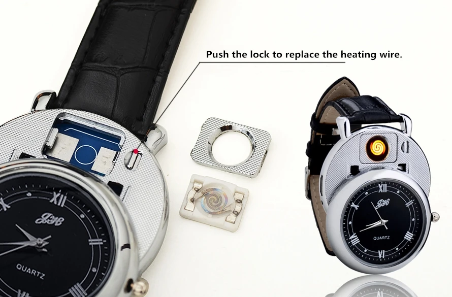 Часы в виде прикуривателя кварцевые часы с USB зарядкой сменные нагревательным