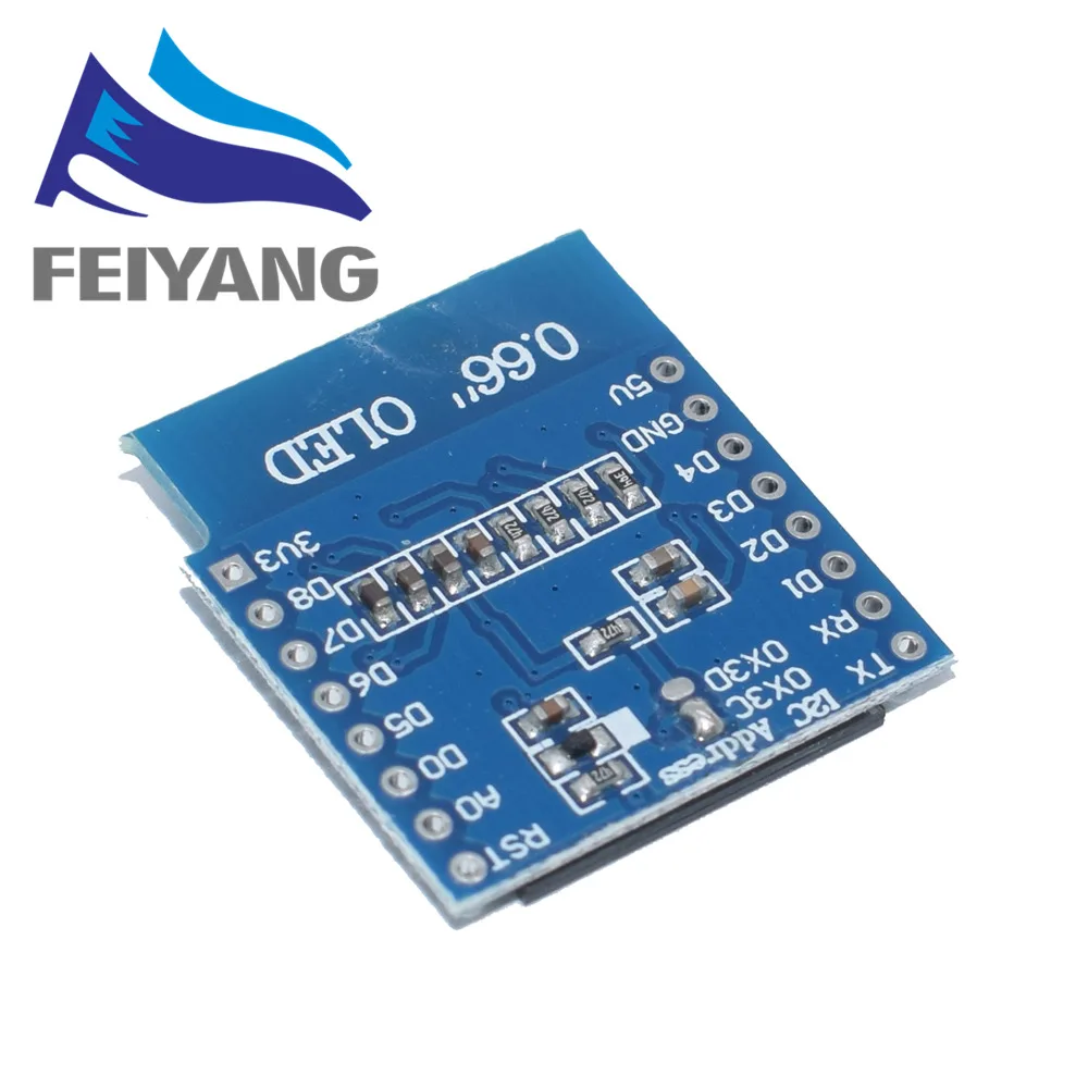 0.66 inch OLED Display Module for WEMOS D1 MINI ESP32 AVR STM32 64x48 0.66" LCD Screen IIC I2C | Электронные компоненты и