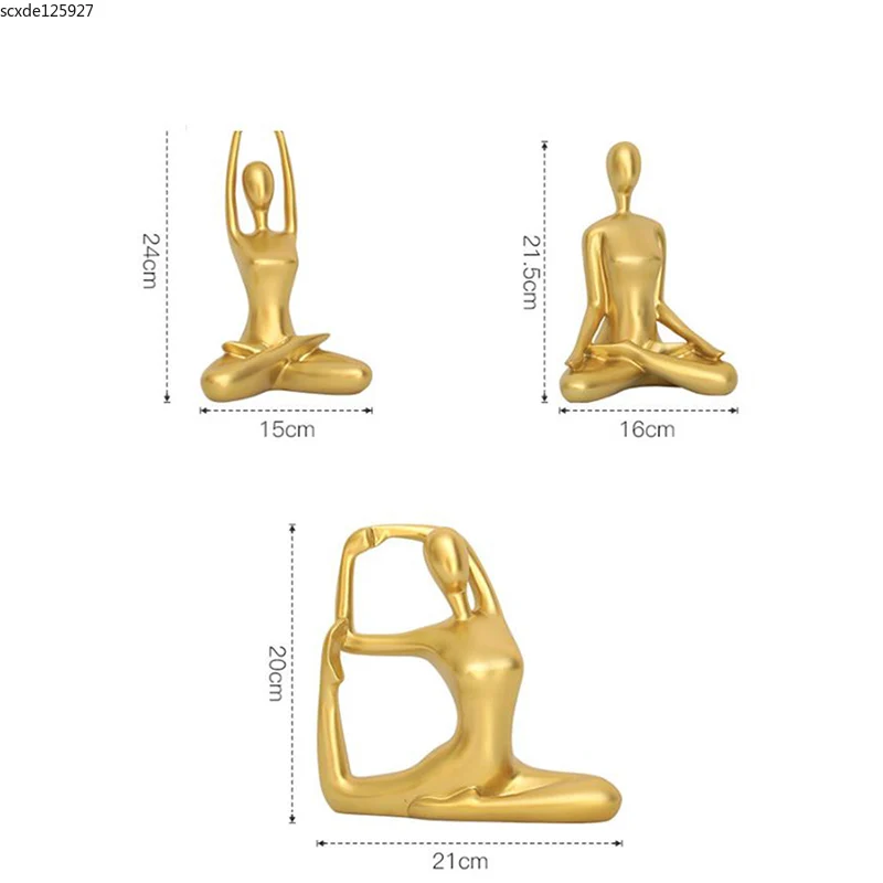 

European Golden Yoga Figure Figurines Luxury Resin Girl Sculpture Crafts Living Room Study Character Furnishings Home Decoration