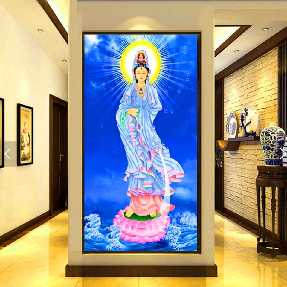 

Алмазная вышивка 5D «сделай сам», Полный алмаз, буддизм, Гуаньинь, алмазная живопись, вышивка крестиком, семейное искусство, большой размер EE2183