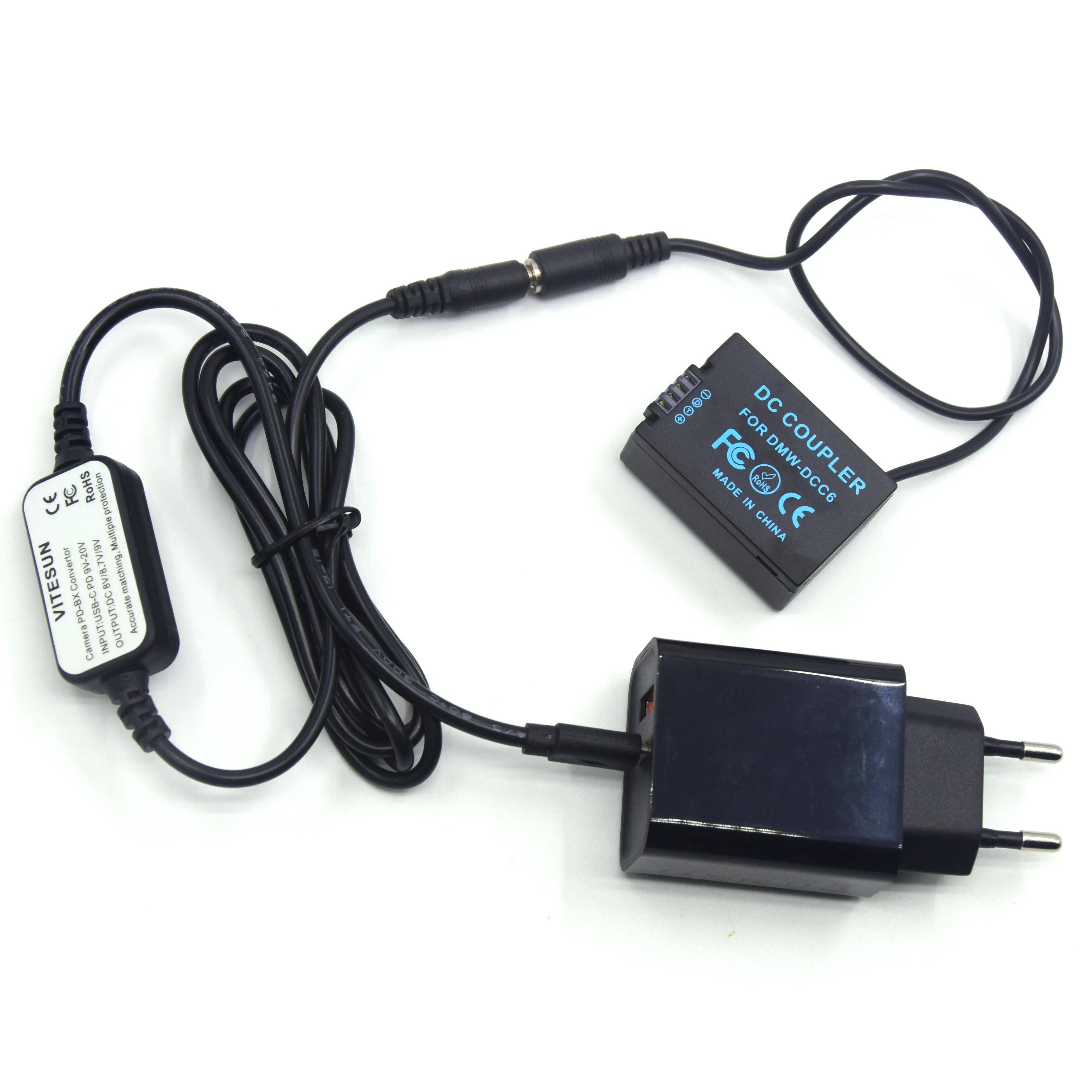Внешний аккумулятор USB Type-C кабель AC8 + DMW-BMB9 BMB9E DCC6 DC муфта PD зарядное устройство для