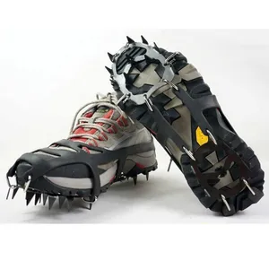 18 Teeth Climbing Crampons for outdoor winter Walk Ice Fishing Snow Shoes Antiskid Shoes Manganese S in India