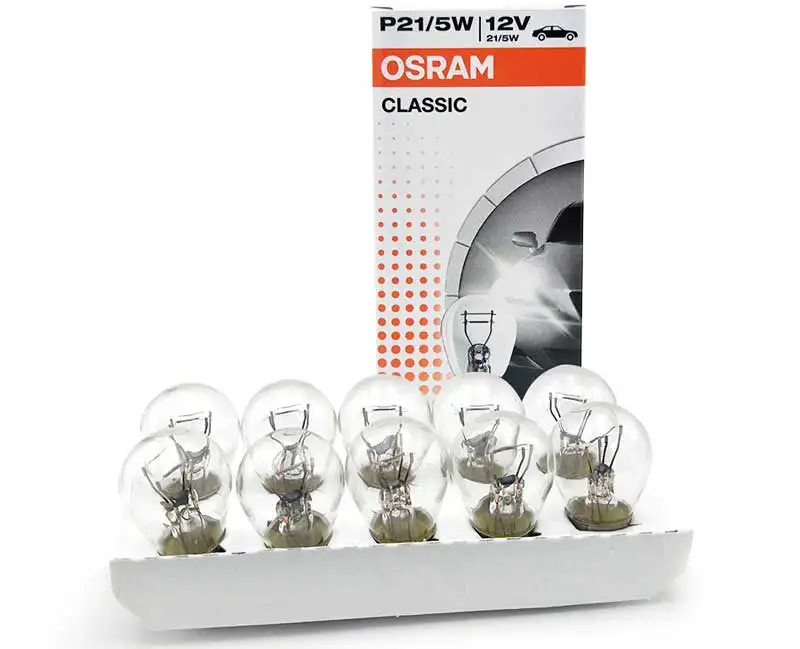 OSRAM 12V 7528 P21/5 W S25 21/5W стандартные металлические основания светильник сигнала поворота парковочная лампа OEM авто Стоп-лампа 10 шт