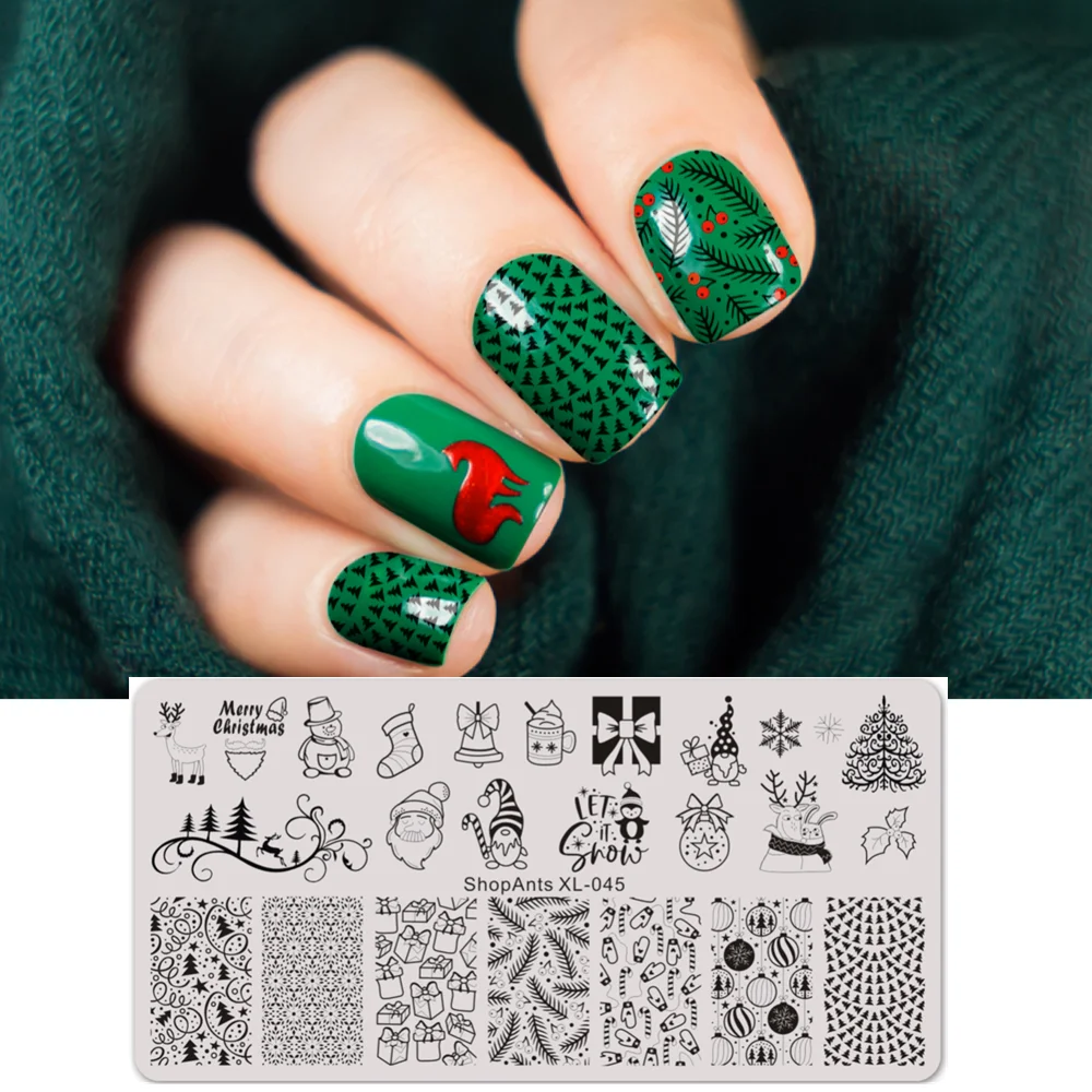 

ShopAnts Nail Templates Merry Christmas Snowmen Snowflake Xmas Nail Stamping Plates Nail Art Stamp Templates Stainless Steel