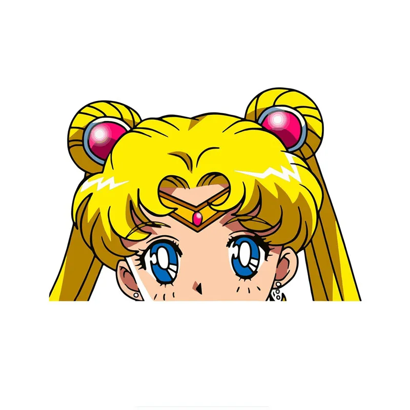 

Funny SAILOR MOON Peeking Anime Car Sticker and Decal for Bumper Window Windshield Cover Scratches Accessories KK15*15cm