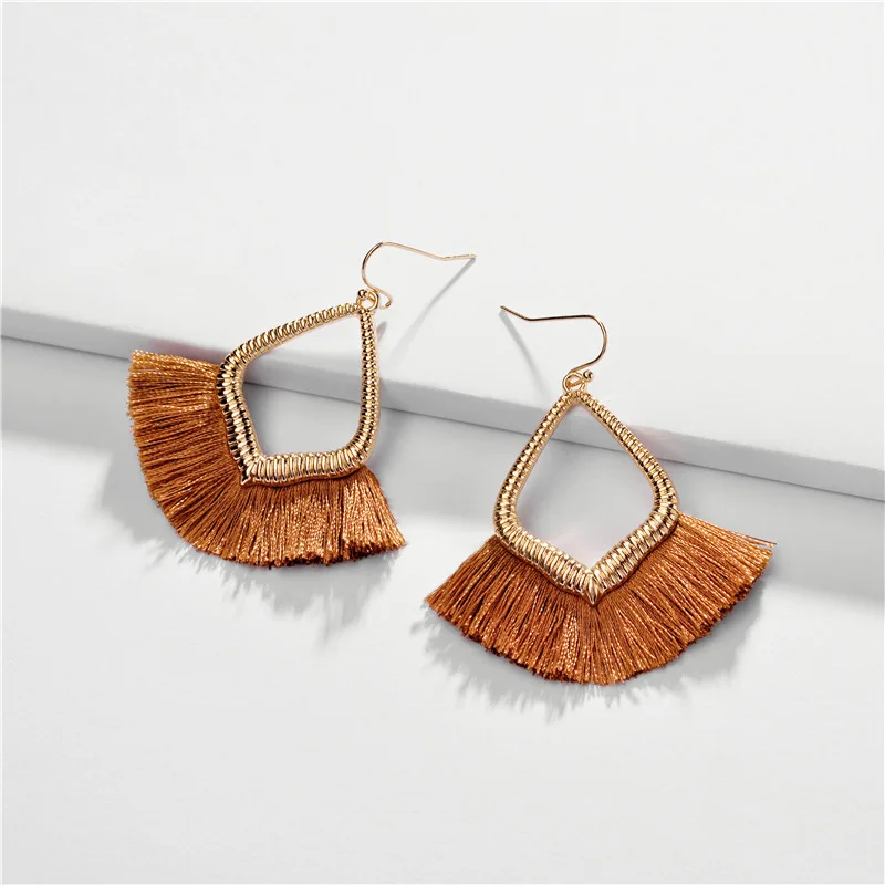 Золотые вырезы ZWPON серьги с бахромой в форме слезы для женщин модные черные серые