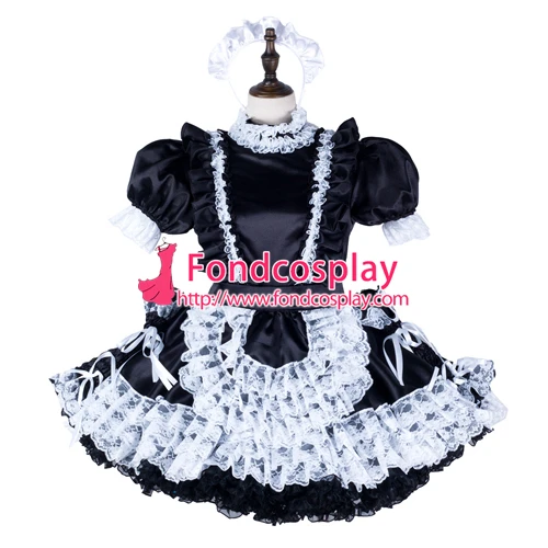 

Sissy maid satin dress lockable Uniform cosplay costume Tailor-made[G2351]