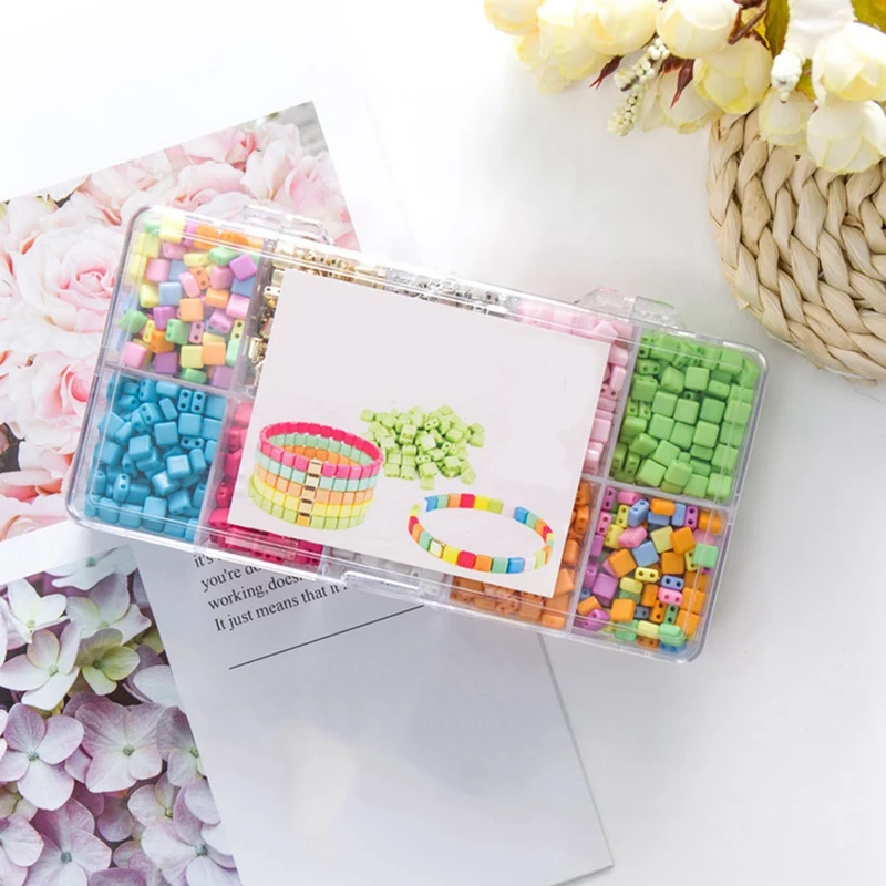 

DIY Beading Material DIY Early Education Beading Set 6mm Square Double Hole Beads 1500