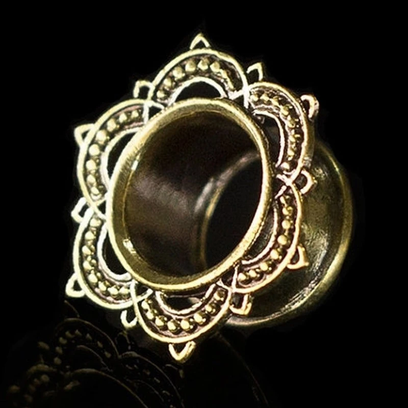 1 пара новинка лидер продаж античные латунные туннели в Форме Розы Шарона двойные