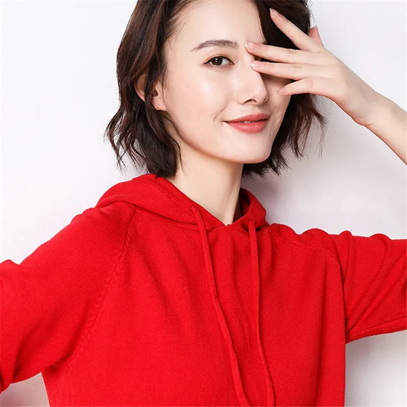 

Fashion Women's Sweater 2020 Spring Autumn New Hooded Loose Sweater Pullover ladies Casual Jumper Solid color coat Sportswear