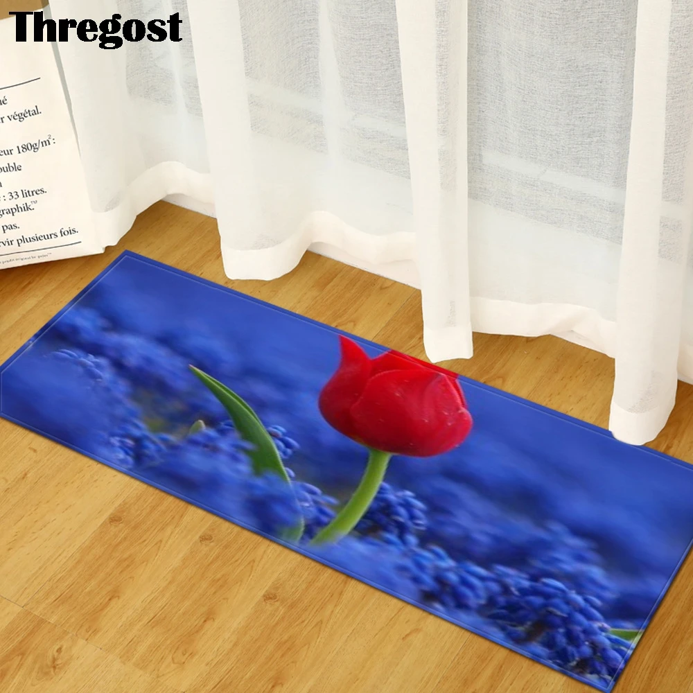 3D коврики с цветочным принтом из мягкой микрофибры длинные для прихожей г.
