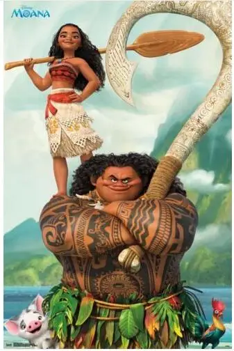 Моана-персонажи фильм Шелковый постер декоративная стена живопись 24x36Inch | Дом и